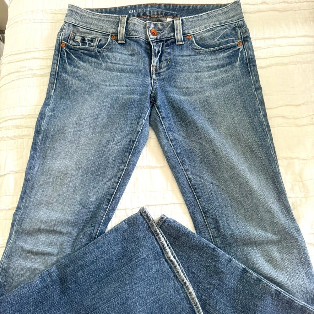 Guess Premium Low-Rise Medium Wash Boot Cut Jeans
